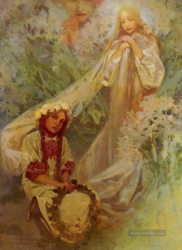  Kunst Malerei - Maria Madonna der Lilien Tschechisch Jugendstil Alphonse Mucha